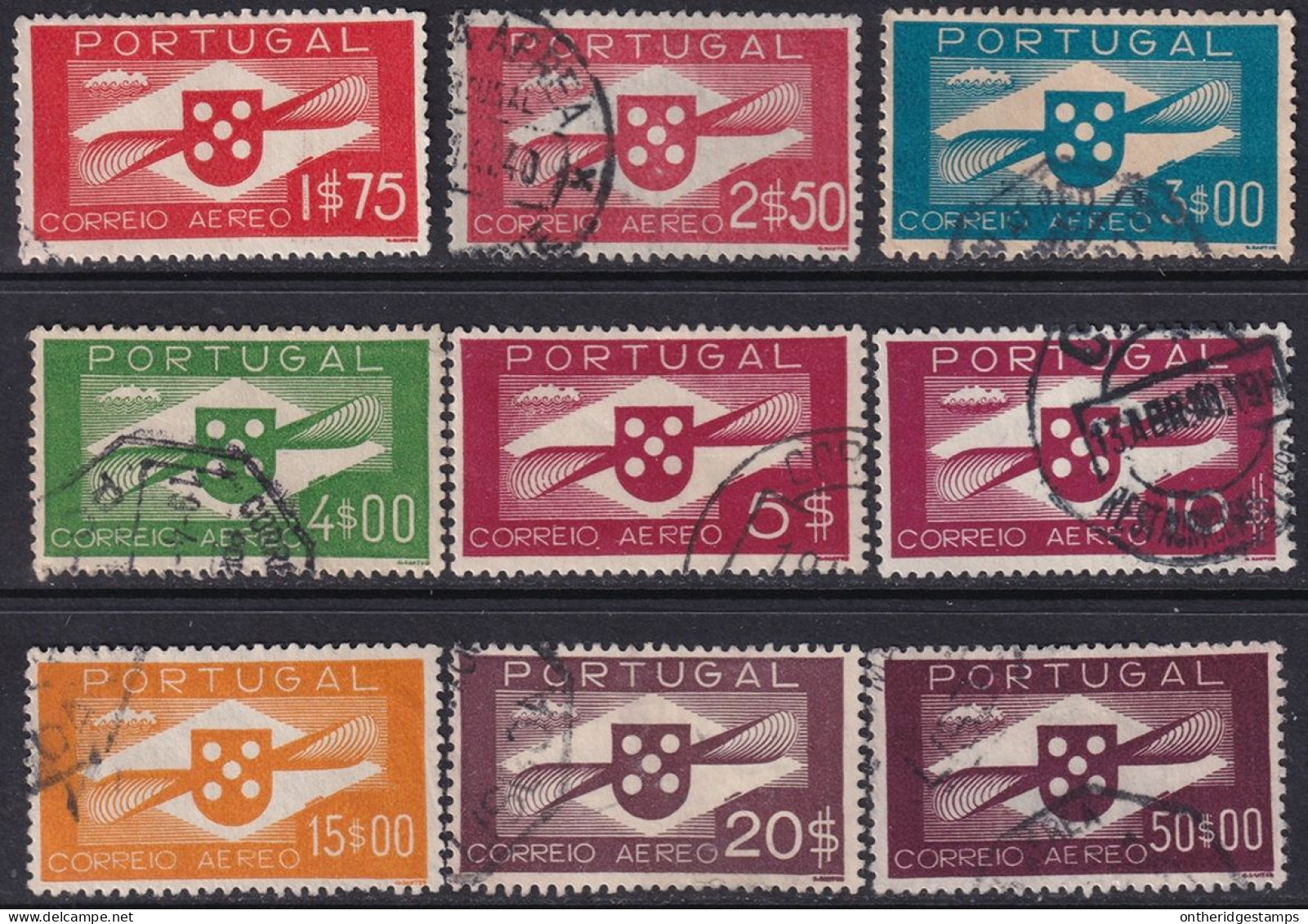 Portugal 1936 Sc C2-10 Mundifil Aereo 2-10 Air Post Partial Set Used - Usado