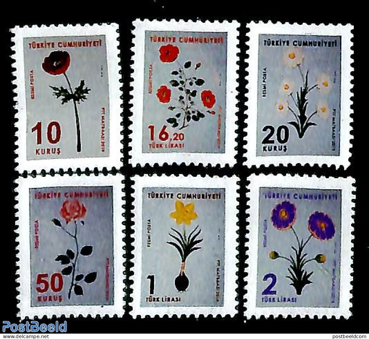 Türkiye 2019 Official Mail, Flowers 6v, Mint NH, Nature - Flowers & Plants - Autres & Non Classés