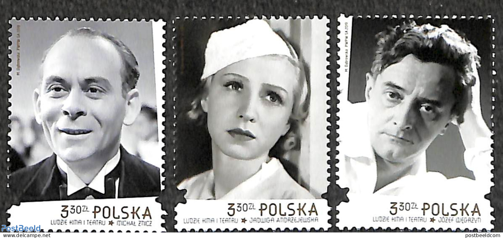Poland 2019 Actors 3v, Mint NH, Performance Art - Movie Stars - Theatre - Unused Stamps