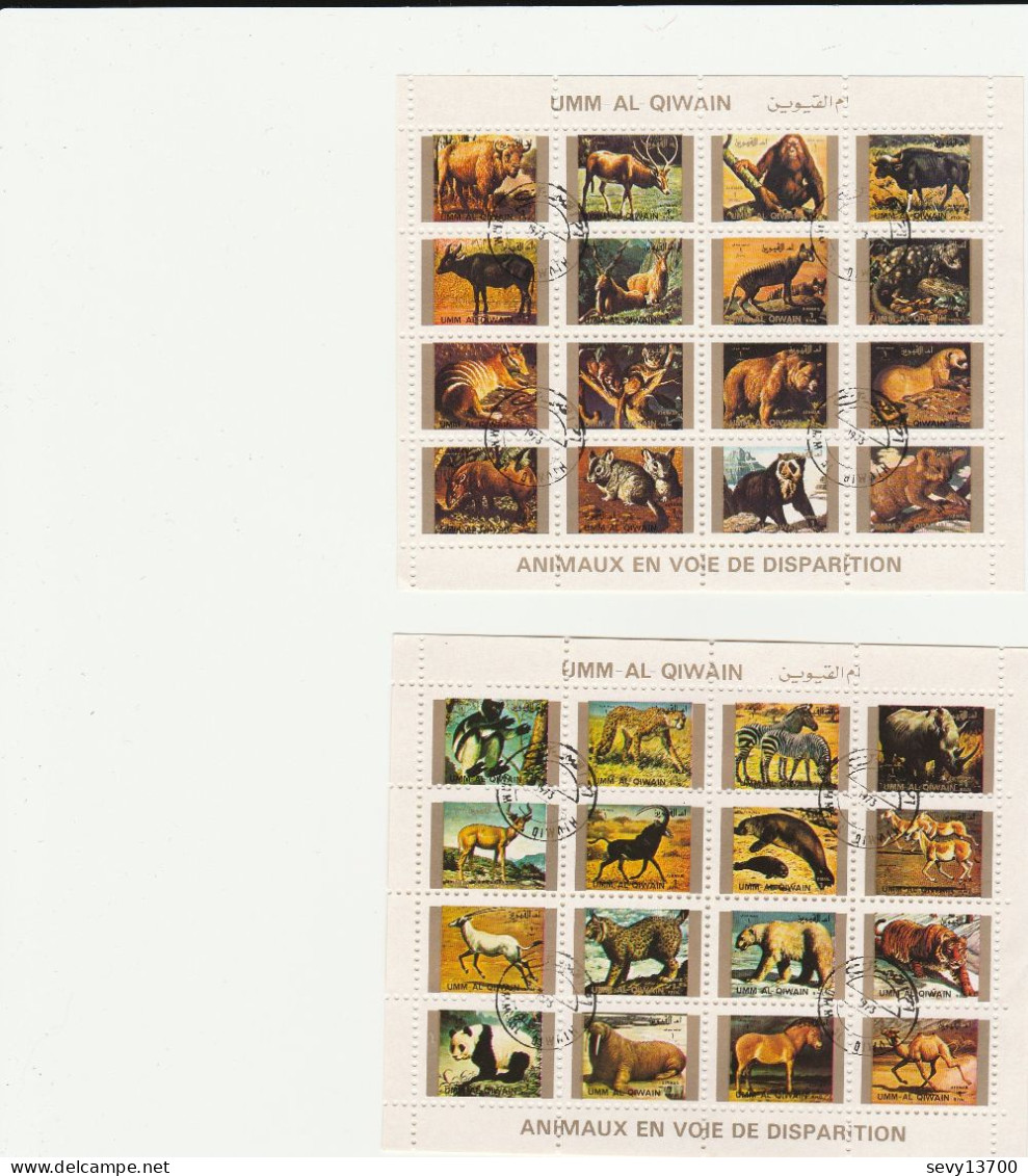 Umm Al Qiwain 64 Timbres 4 Feuillets De 16 Timbres Petit Format Les Animaux Sauvages Et Animaux En Voie De Disparition - Umm Al-Qaiwain