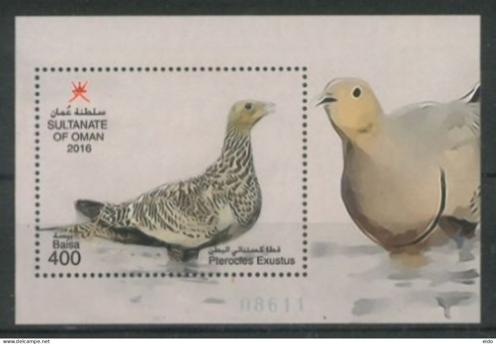 OMAN - 2016: PTERCLES EXUSTUS STAMP SHEET, UMM (**). - Oman