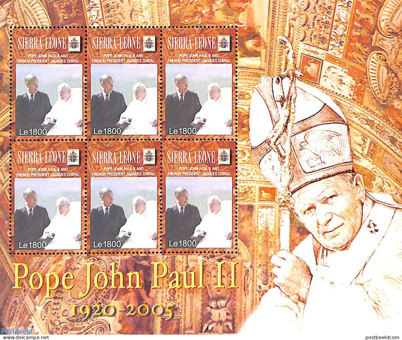 Sierra Leone 2005 Pope John Paul II M/s, Mint NH, Religion - Pope - Popes