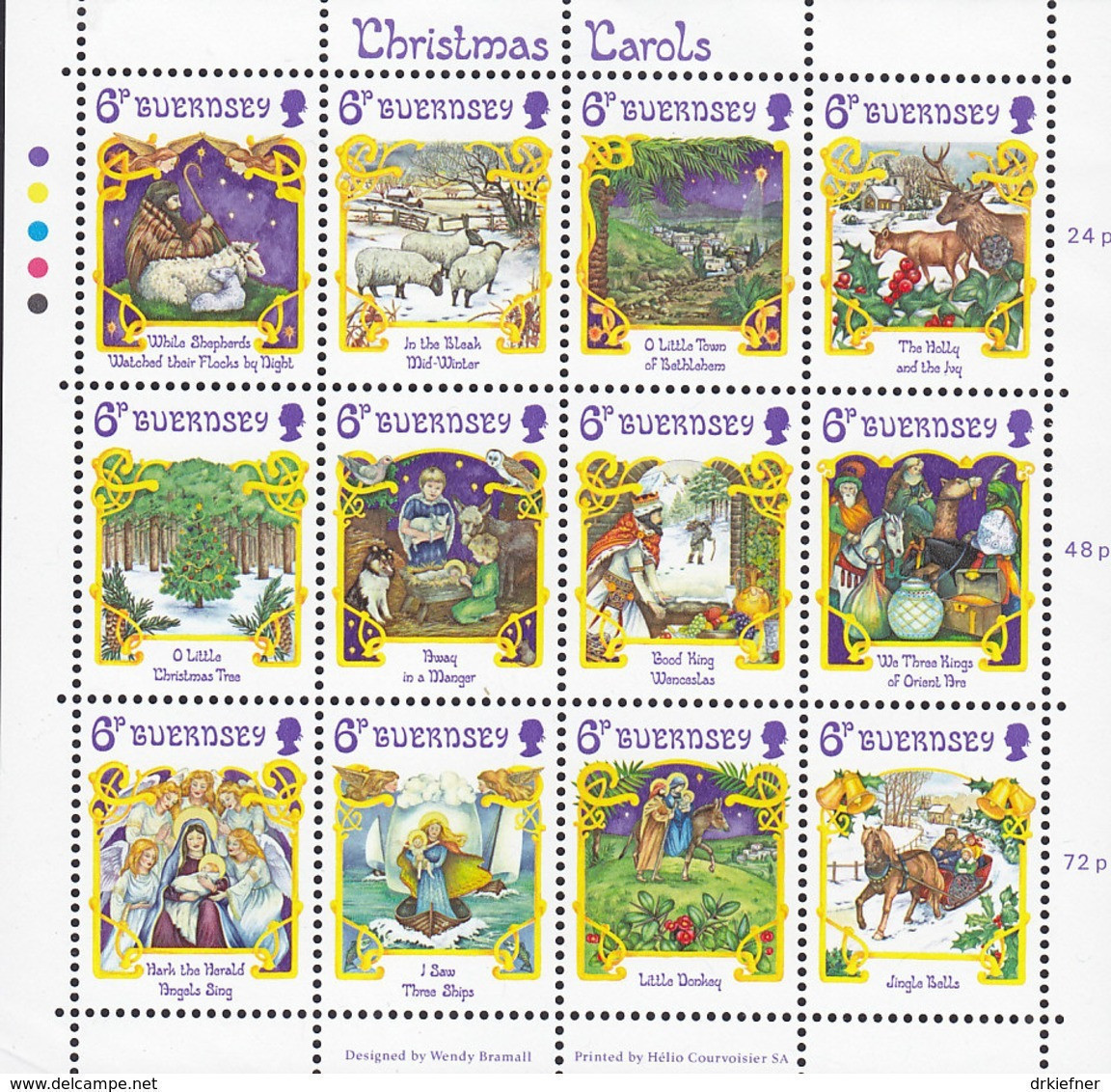 GUERNSEY  373-384, Kleinbogen, Postfrisch **, Weihnachten: Weihnachtslieder 1986 - Guernsey