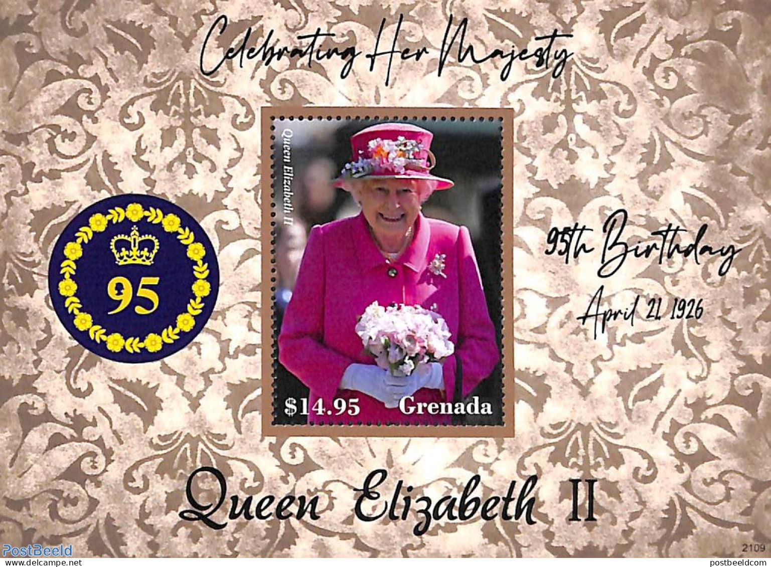 Grenada 2021 Queen Elizabeth II 95th Birthday S/s, Mint NH, History - Kings & Queens (Royalty) - Koniklijke Families