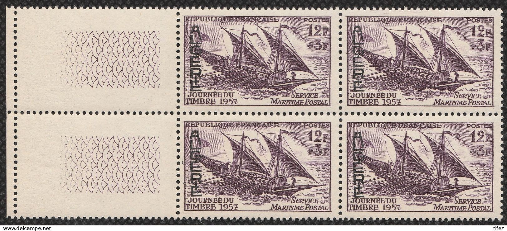 Année 1957-N°342 Neufs**MNH : Journée Du Timbre -Service Maritime Postal (bateau) Bloc De 4  (g-1) - Unused Stamps