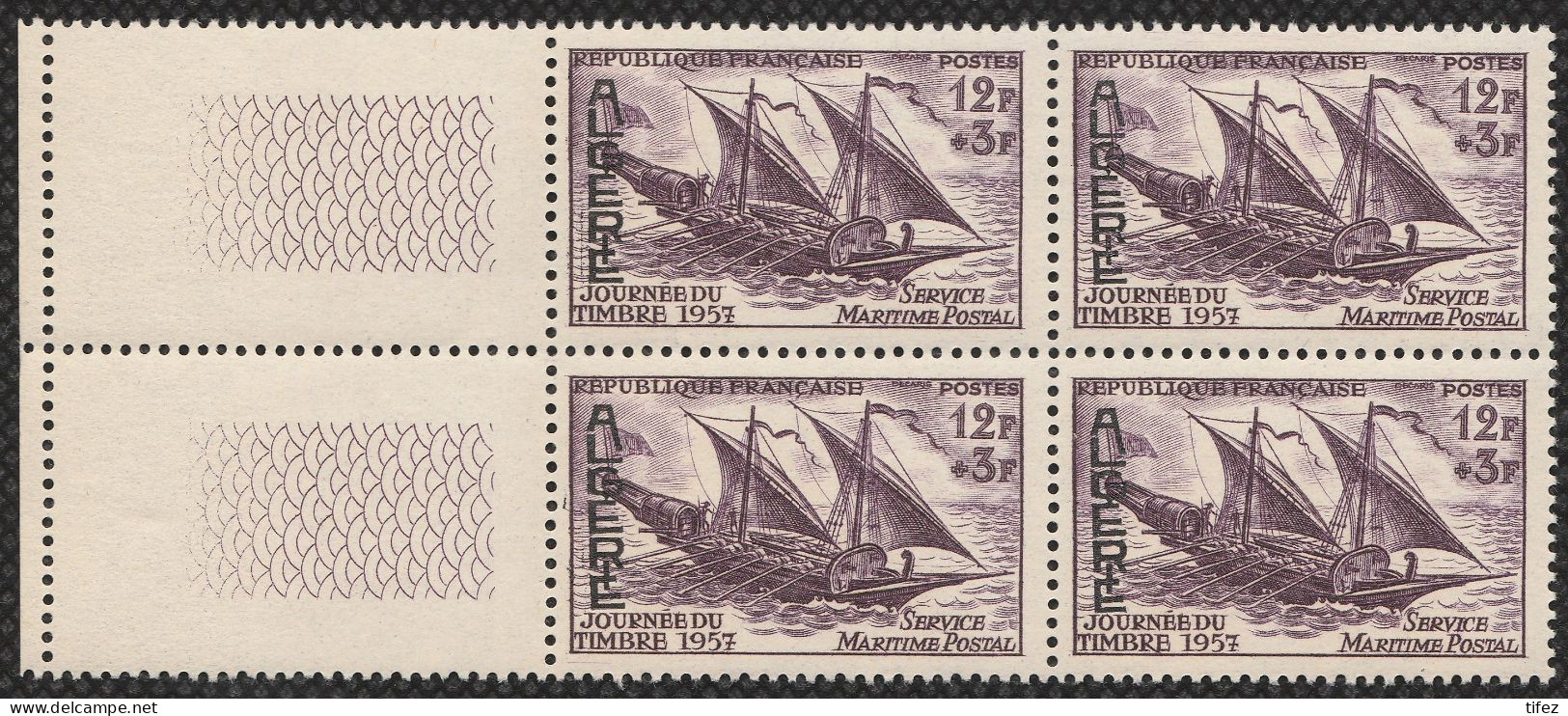 Année 1957-N°342 Neufs**MNH : Journée Du Timbre -Service Maritime Postal (bateau) Bloc De 4  (g-1) - Ungebraucht