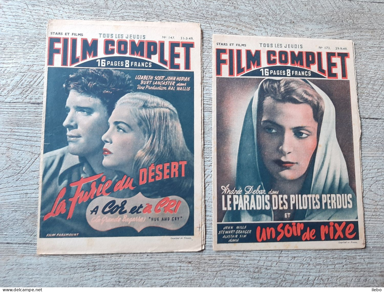 2 Revues Film Complet 1949 La Furie Du Désert Lancaster Le Paradis Des Pilotes Perdus Cinéma - Cinéma/Télévision