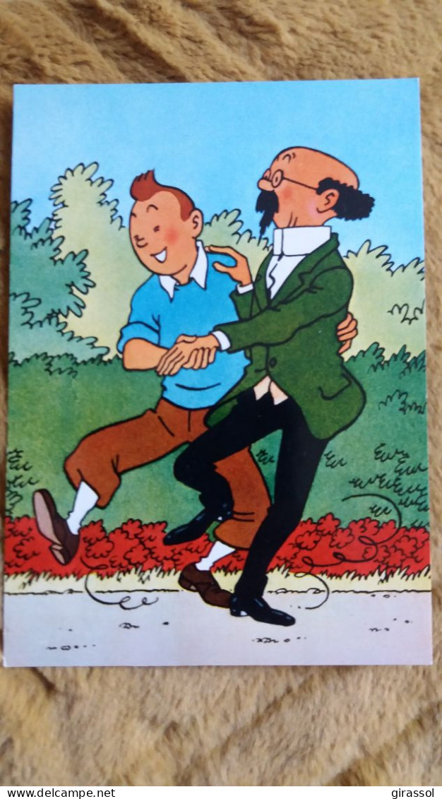 CPSM BD BANDE DESSINEE LES AVENTURES DE TINTIN PAR HERGE YVON N° 1  TINTIN ET LE PROFESSEUR TOURNESOL DANSENT - Comicfiguren