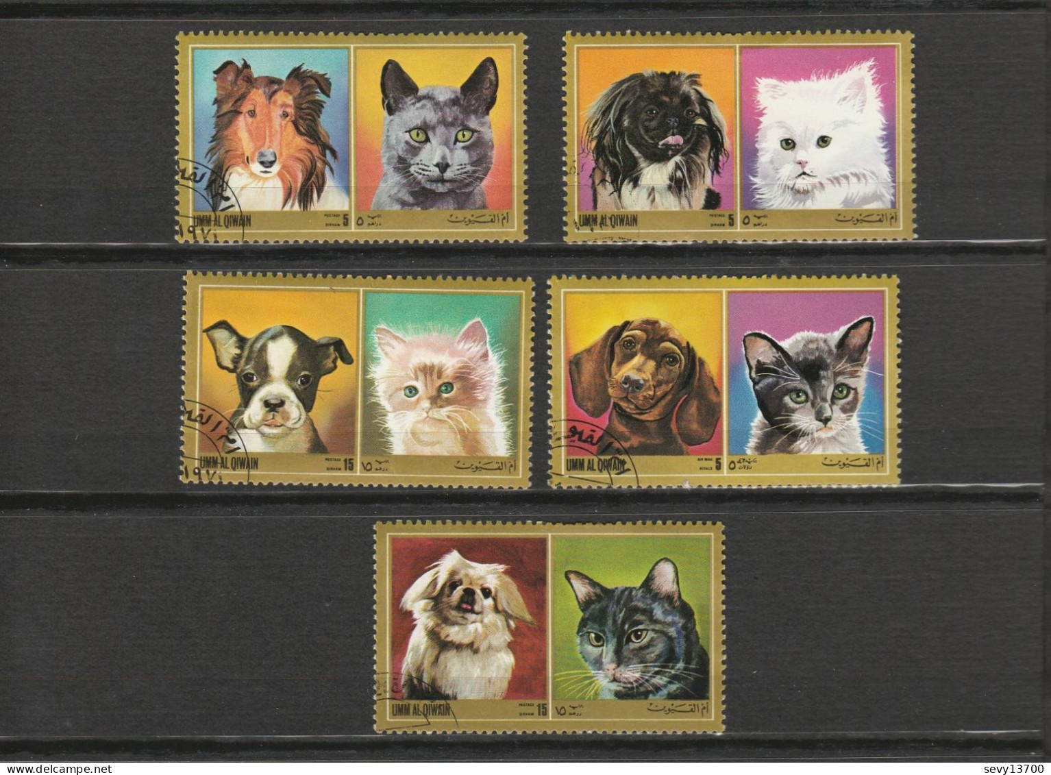 Umm Al Qiwain - 5 Timbres Chats Et Chiens - Année 1972 Mi 663A 662A 666A 673A Et 667A - Umm Al-Qaiwain