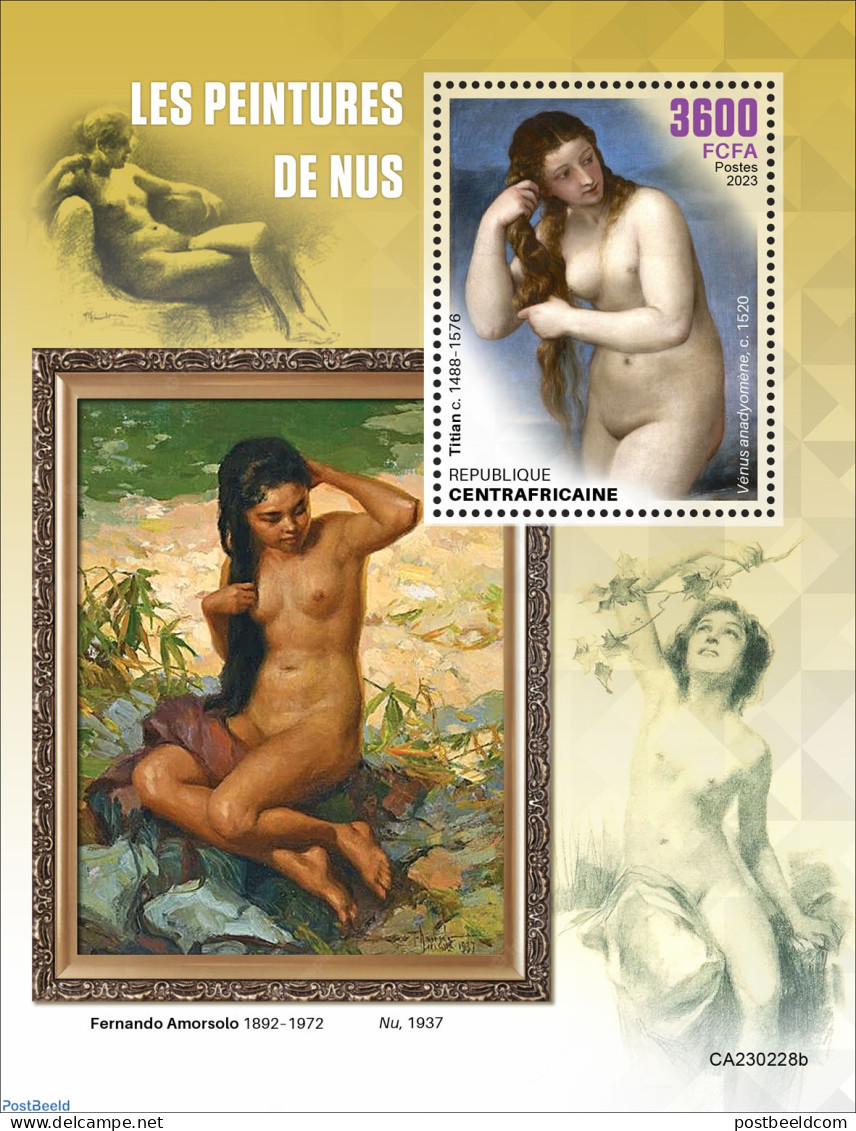 Central Africa 2023 Nude Paintings, Mint NH, Art - Nude Paintings - Paintings - Repubblica Centroafricana