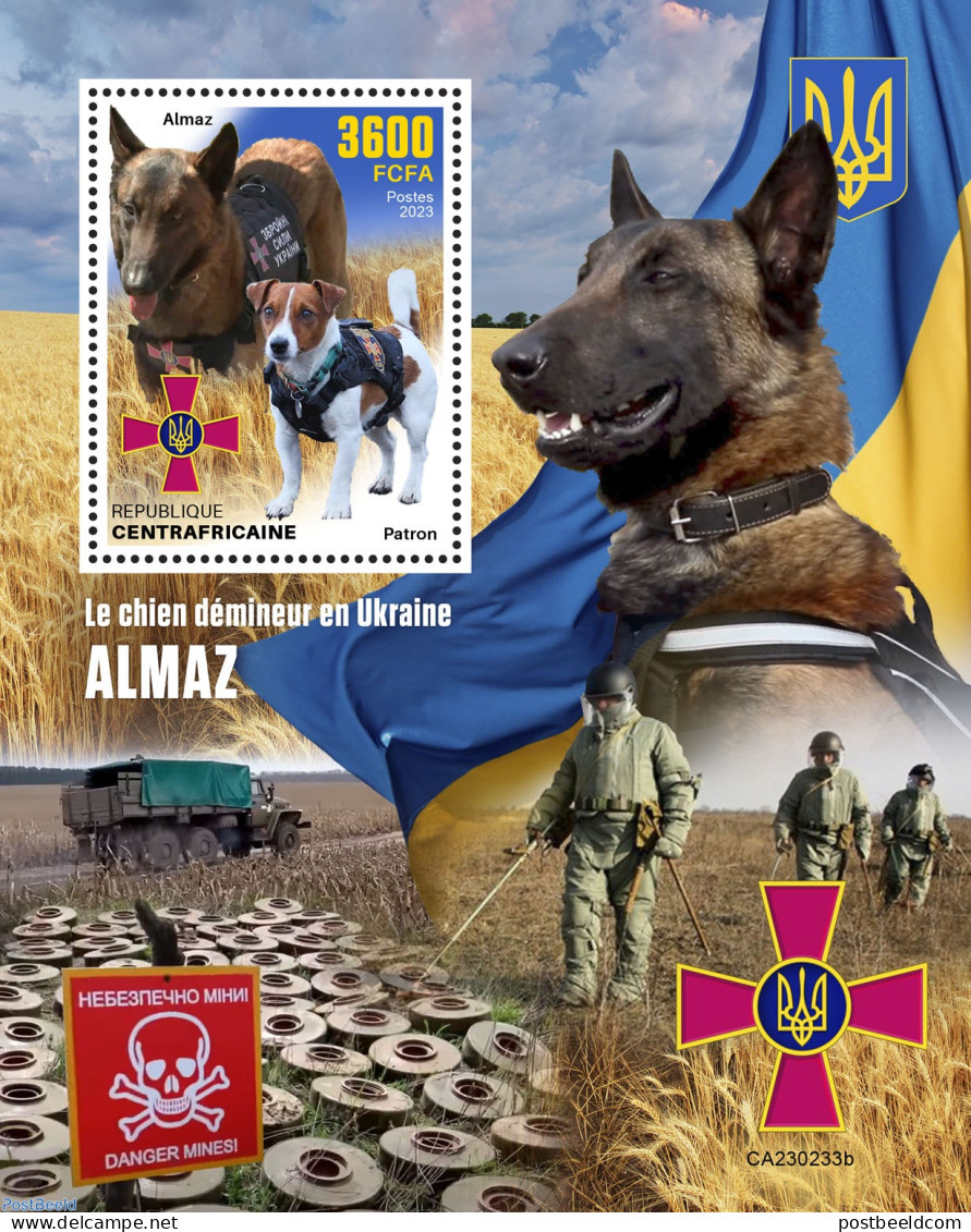 Central Africa 2023 Dog Almaz, Mint NH, History - Nature - Militarism - Dogs - Militaria