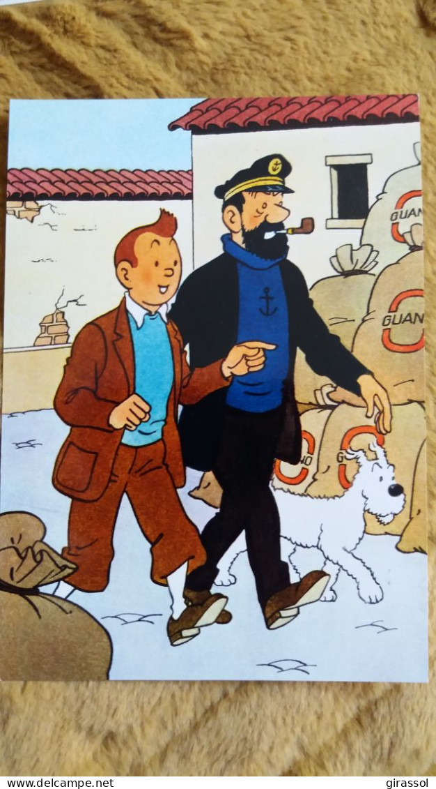 CPSM BD BANDE DESSINEE LES AVENTURES DE TINTIN PAR HERGE YVON N° 10  TINTIN MILOU ET LE CAPITAINE HADDOK 73 H GUANO - Stripverhalen