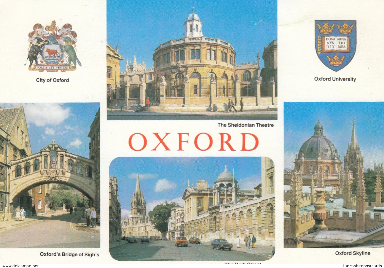Postcard Oxford Coat Of Arms & Ford Capri In Foreground My Ref B26405 - Oxford