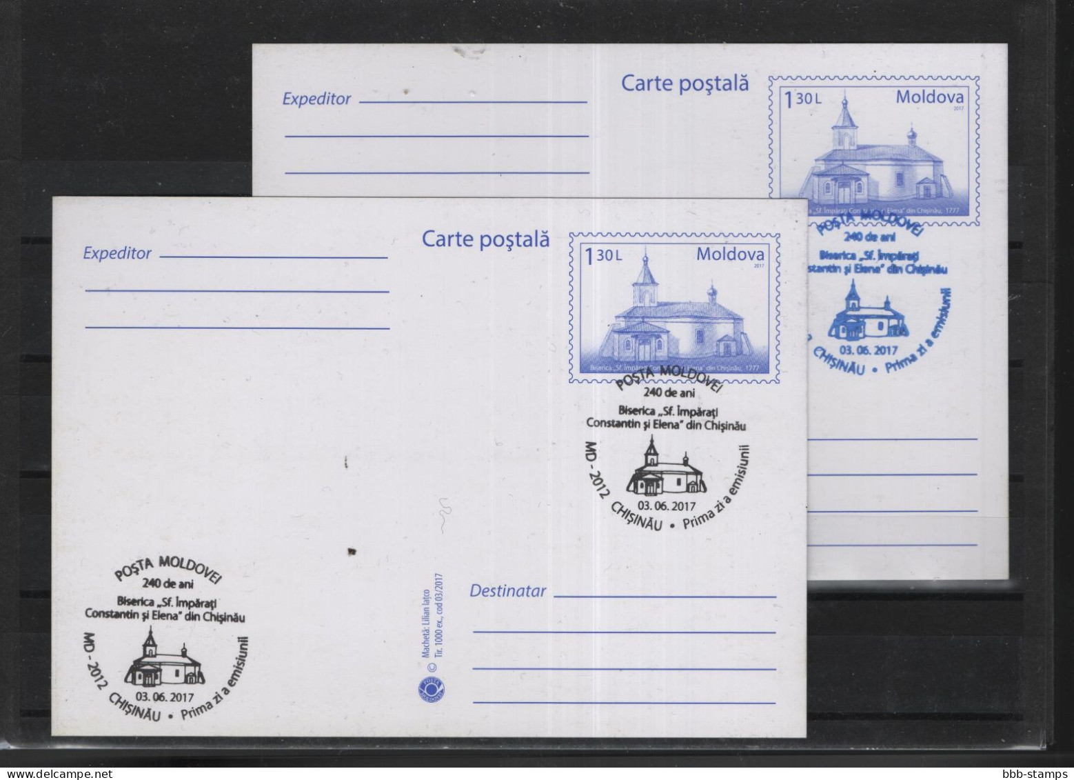 Moldavien Michel Cat.No. Postal Stat  Card Issued  3.6.2017  CTO Diff Colours - Moldova