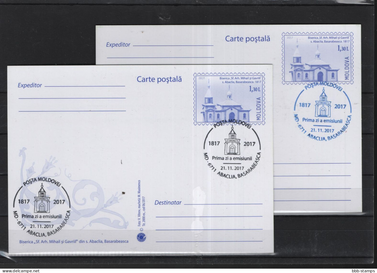Moldavien Michel Cat.No. Postal Stat  Card Issued  21.11..2017  CTO Diff Colours - Moldavië