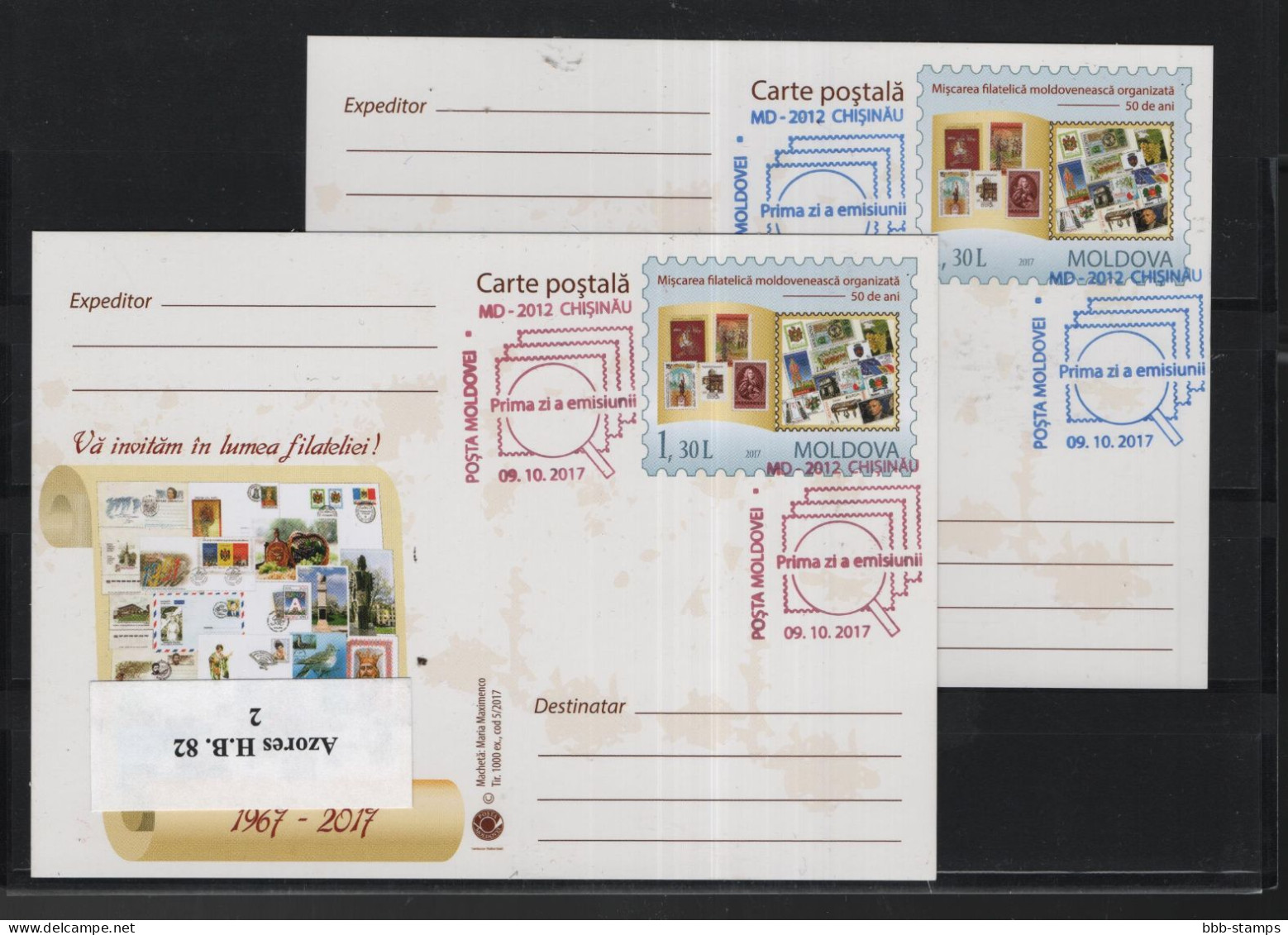 Moldavien Michel Cat.No. Postal Stat  Card Issued  9.10.2017 CTO Diff Colours - Moldavië