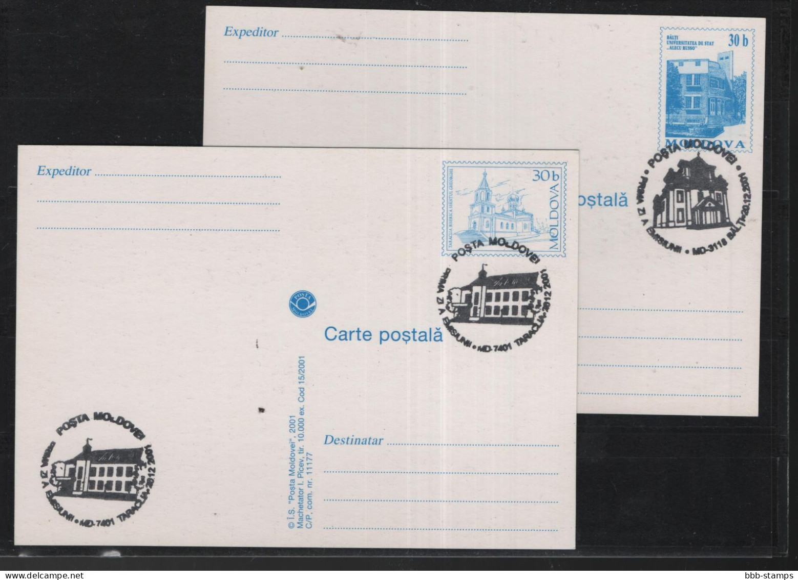 Moldavien Michel Cat.No. Postal Stat  Card Issued  20.12.2001 - Moldawien (Moldau)