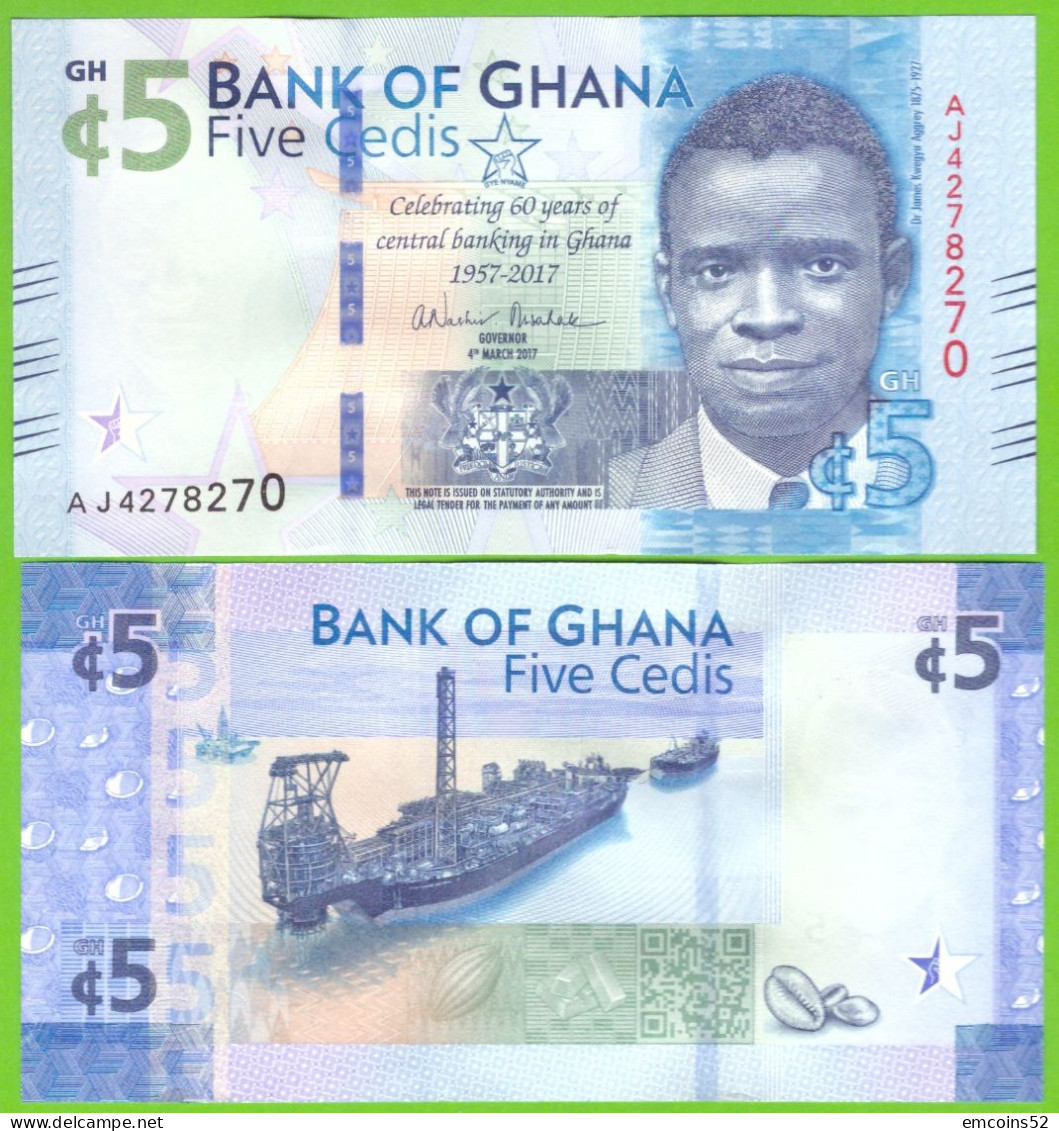 GHANA 5 CEDIS 2017 P-43 UNC AC - Ghana