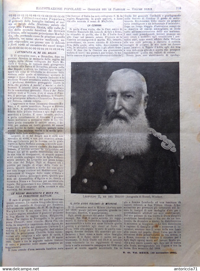 L'Illustrazione Popolare 30 Novembre 1902 Leopoldo Margherita Savoia Aleksandra - Autres & Non Classés