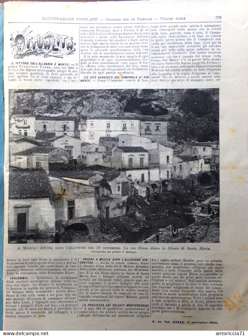 L'Illustrazione Popolare 9 Novembre 1902 Alluvione Di Modica San Marco Marlitt - Altri & Non Classificati