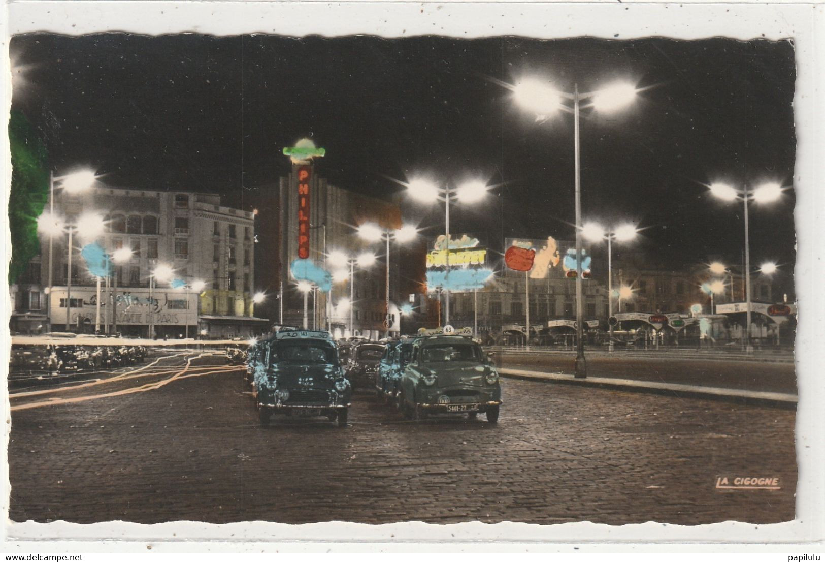 MAROC 632 : Casablanca La Place De France " La Nuit " ; édit. La Cigogne N° 95.102.95 - Casablanca