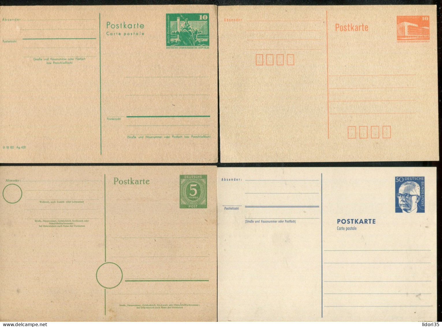 "DEUTSCHLAND NACH 1945" Partie Mit 8 Int. Ganzsachen **, Dabei Z.B. Funklotterie-Postkarte (L0117) - Vrac (max 999 Timbres)