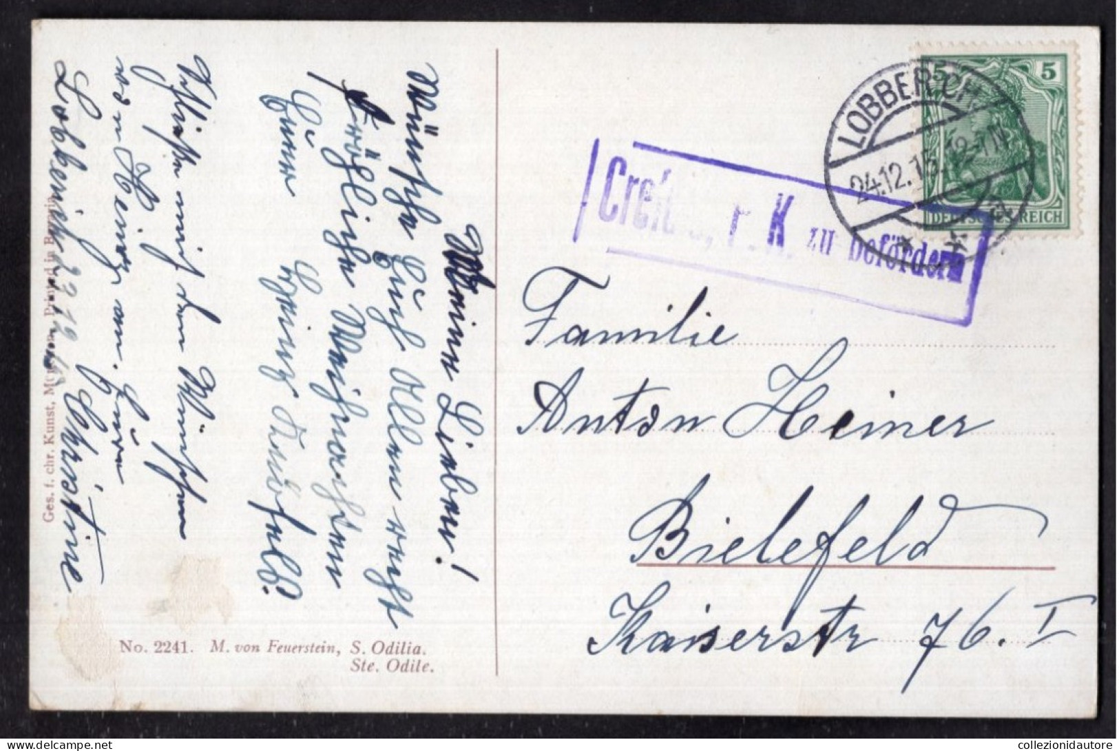 DEUTSCHLAND -  M. VON FEUERSTEIN - S. ODILIA - STE ODILE - CARTOLINA FP SPEDITA NEL 1915 - Santi