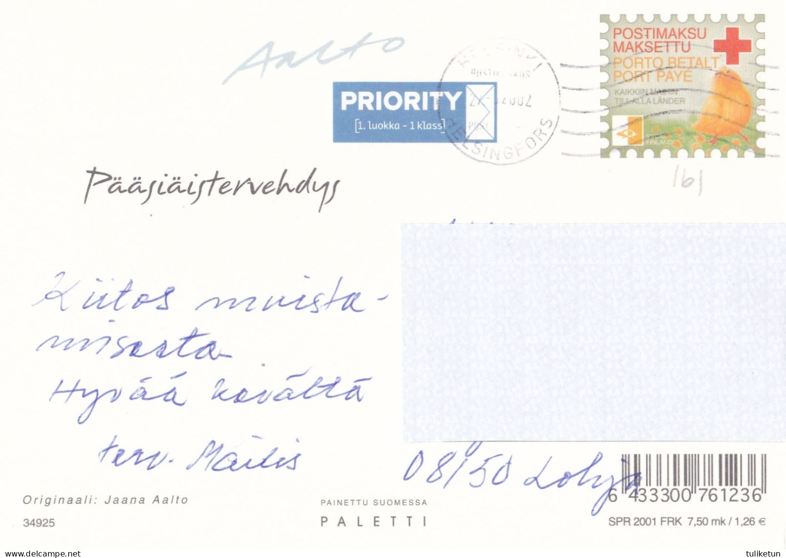 Postal Stationery - Easter Flowers - Egg - Willows - Red Cross 2001 - Suomi Finland - Postage Paid - Ganzsachen