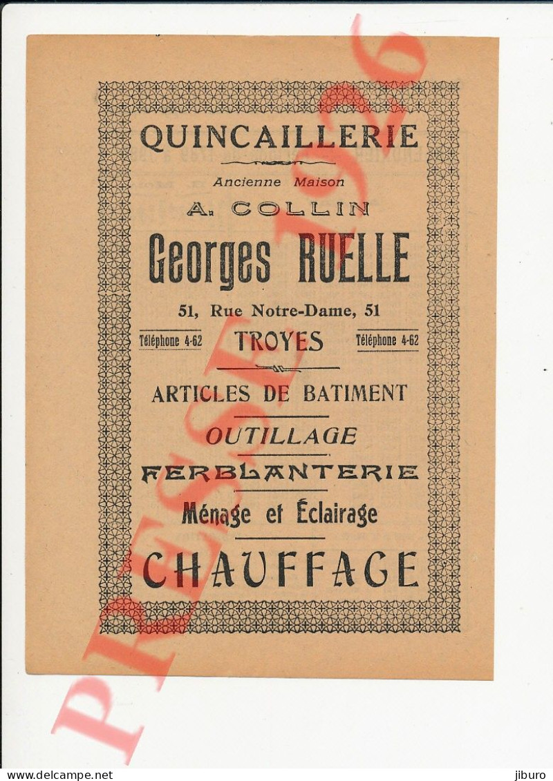 Publicité 1926 Quincaillerie Georges Ruelle Troyes (ancienne Maison Collin) + Calendrier Trouver Jour Date De Naissance - Zonder Classificatie