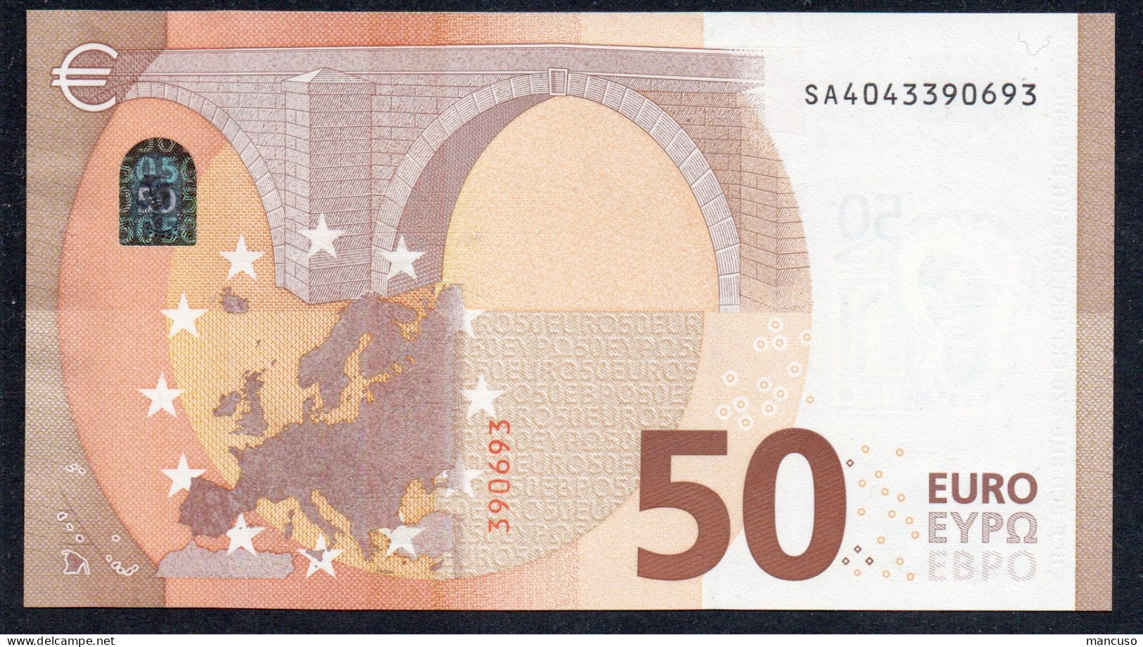 50 EURO ITALIA  SA  S004  Ch. "04"  - DRAGHI   UNC - 50 Euro