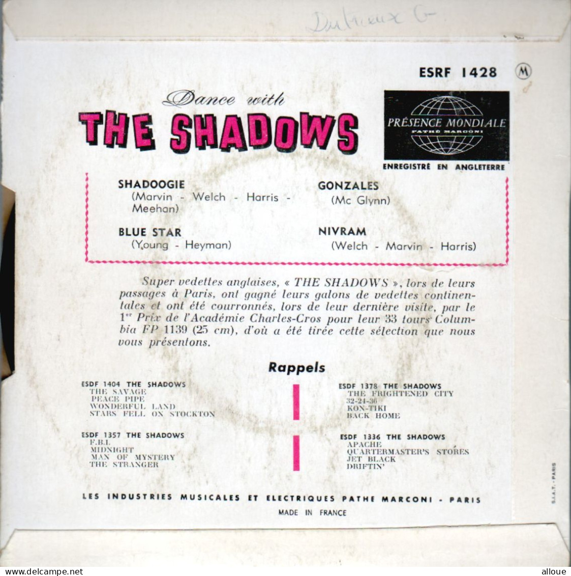 LES SHADOWS - FR EP LABEL ROUGE - SHADOOGIE + 3 - Rock