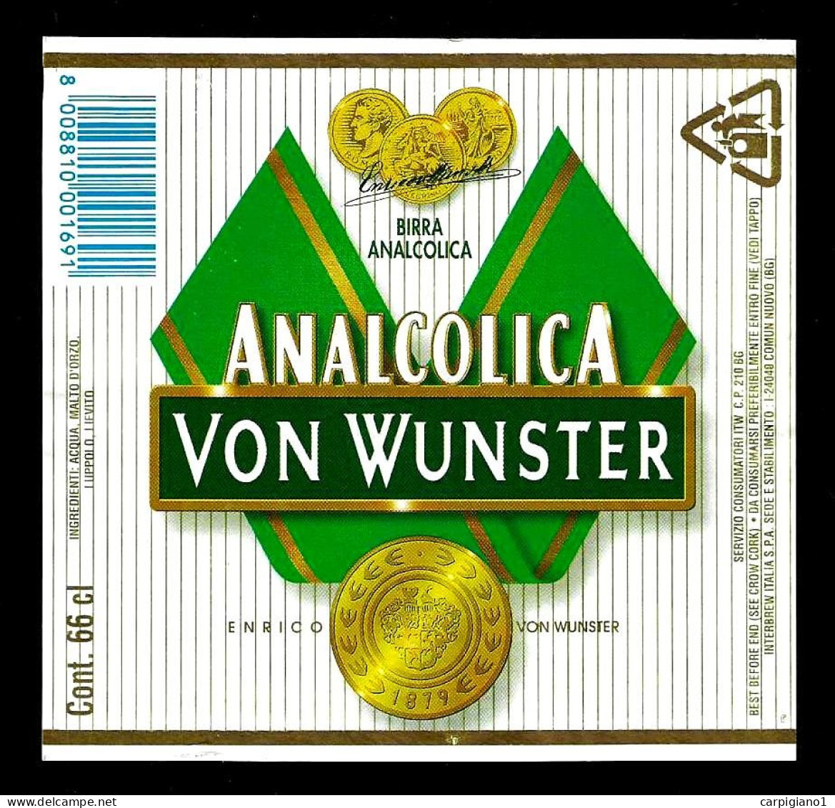 ITALIA ITALY - Etichetta Birra Beer Bière VON WUNSTER Analcolica - Beer
