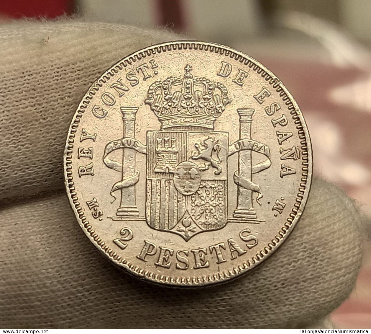 España Spain 2 Pesetas Alfonso XII 1882*82 MSM Km 678 Plata - Sonstige & Ohne Zuordnung