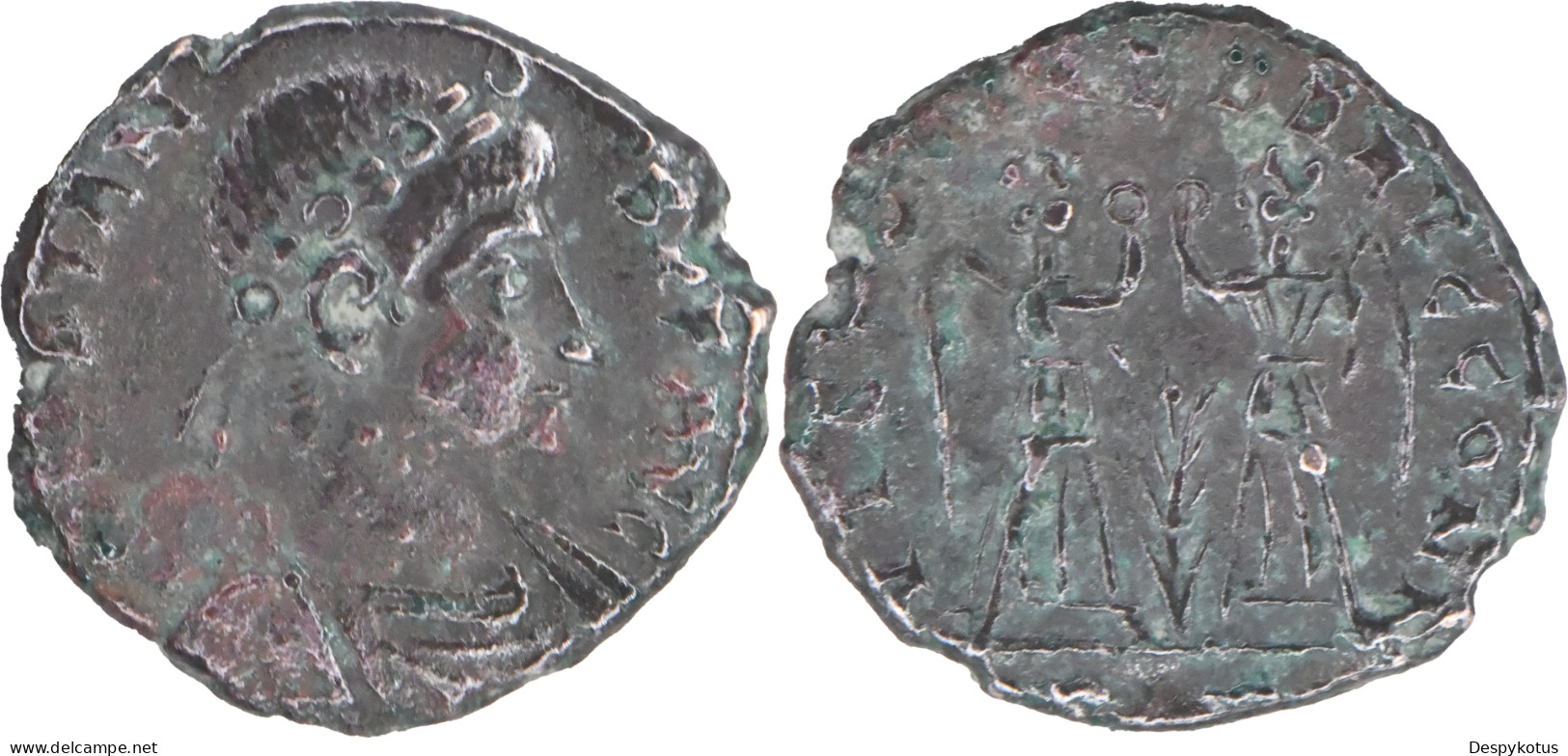 ROME - Nummus - CONSTANS - 347 AD - Deux Victoires - Palme - 18-030 - The Christian Empire (307 AD Tot 363 AD)