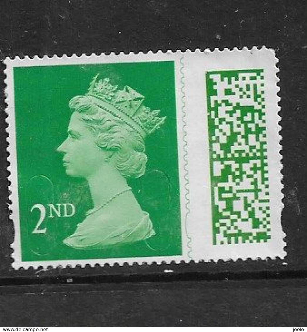 GB 2020 QEll  MACHIN SECRITY BARCODED 2ND CLASS GREEN - Used Stamps