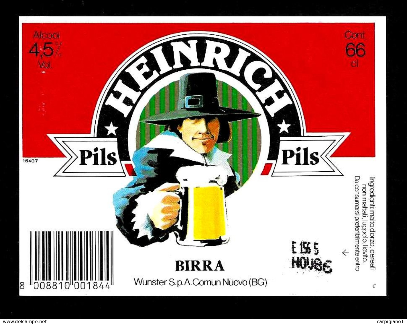 ITALIA ITALY - 1986 Etichetta Birra Beer Bière HEINRICH WUNSTER Pils - Beer