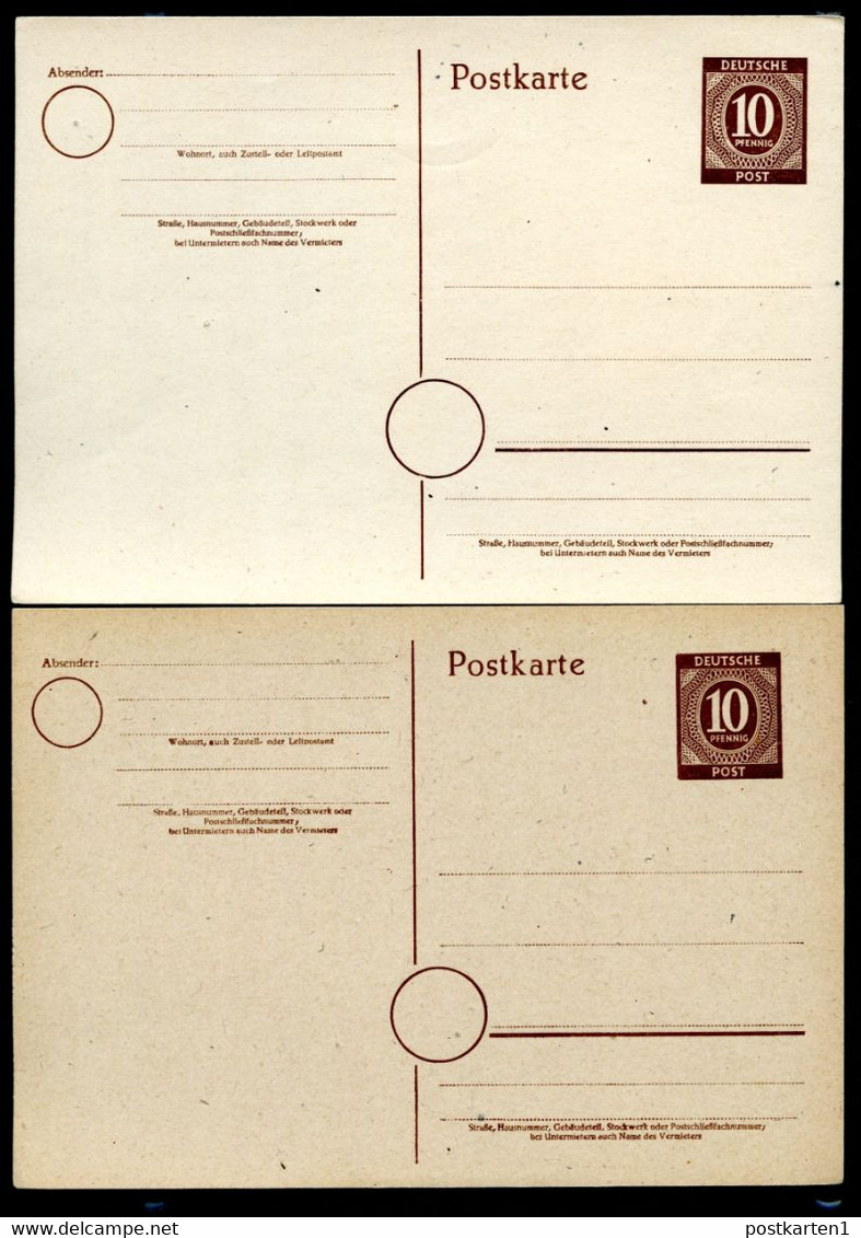 Kontrollrat P952 Postkarten PAPIERVARIANTEN 1946 - Ganzsachen