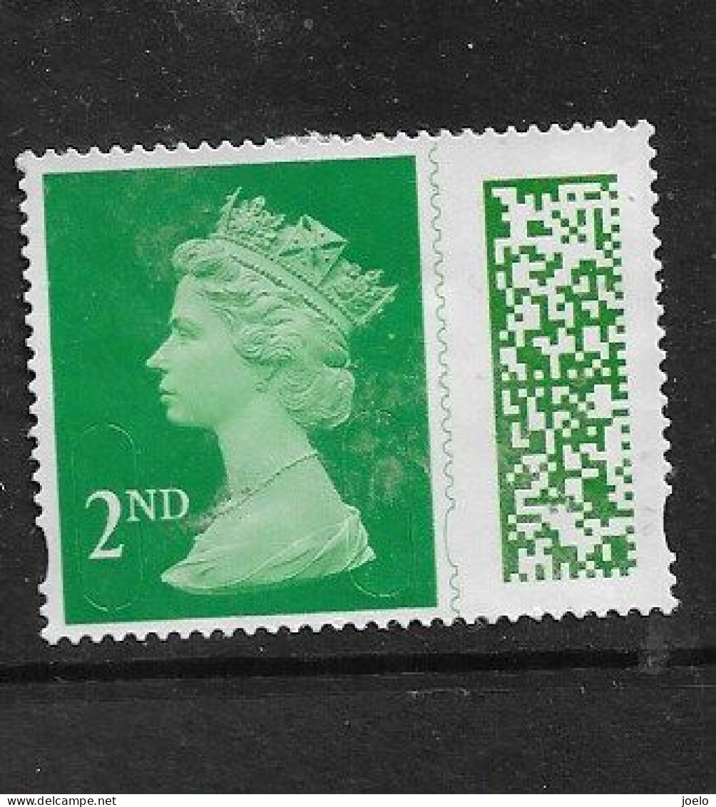 GB 2020 QEll  MACHIN SECRITY BARCODED 2ND CLASS GREEN - Used Stamps