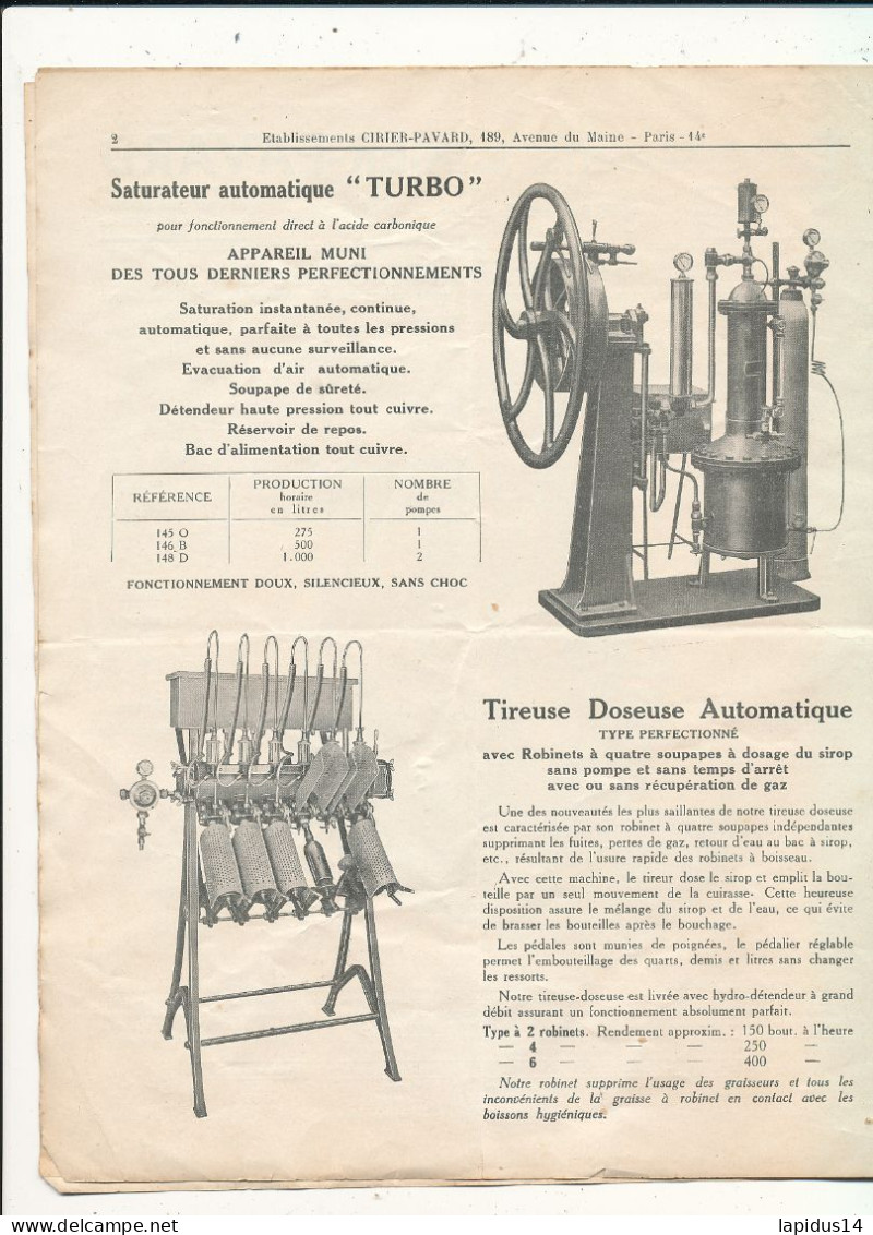 FA 3110  /PUB DEPLIANT - ETS CIRIER-PAVARD  PARIS (27 Cm X 21,00 Cm) - Autres & Non Classés