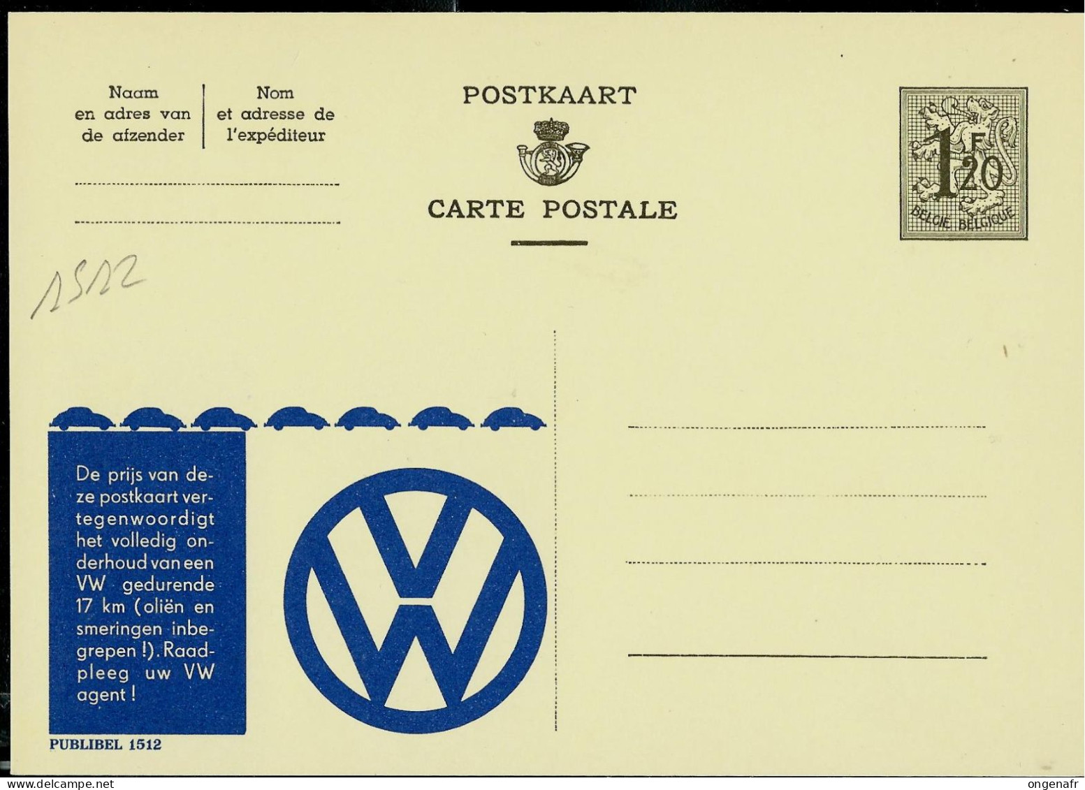 Publibel Neuve N° 1512  ( Auto - Cars  -  VW - Coccinelle) - Publibels