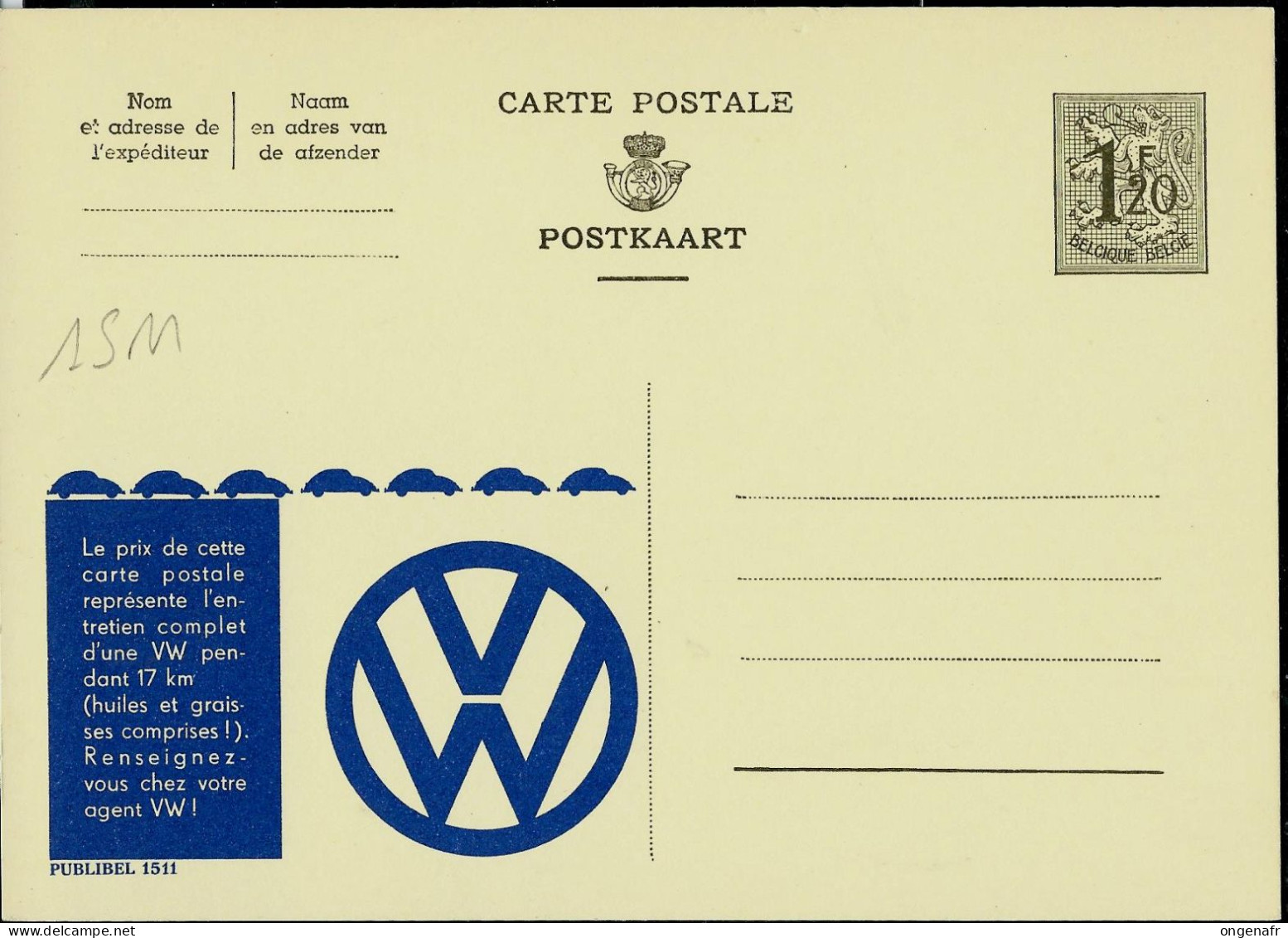 Publibel Neuve N° 1511  ( Auto - Cars  -  VW - Coccinelle) - Publibels