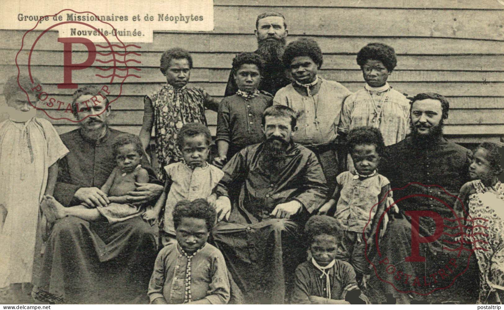 OCEANIA. PAPUA NUEVA GUINEA. Groupe De Missionnaires Et De Néophytes Nouvelle Guinée - Papouasie-Nouvelle-Guinée