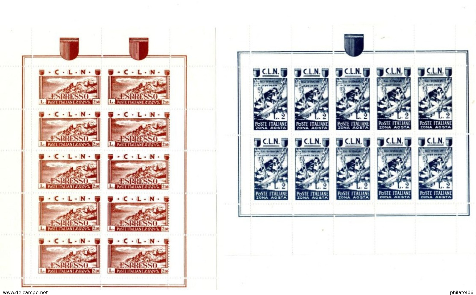 ITALIE TIMBRES EMIS EN BLOC POUR LA LIBERATION DU VAL D'AOSTE EN 1945. - Verzamelingen