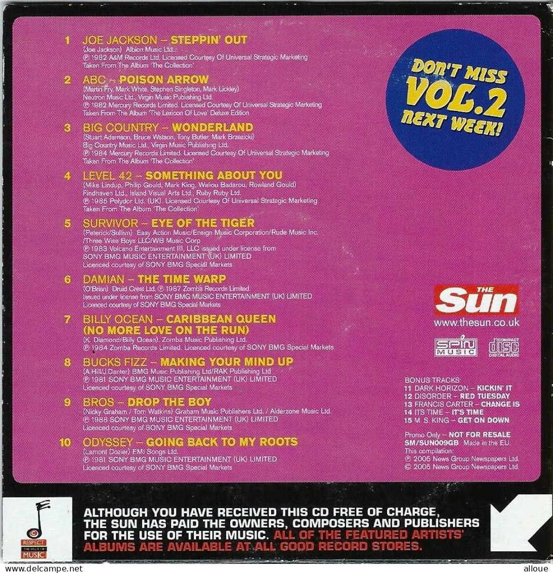 THE BEST OF THE 80 - VOL 1,2 & 3 - 3 CDs THE SUN - POCHETTE CARTON 3 X10 TITRES - Andere - Engelstalig