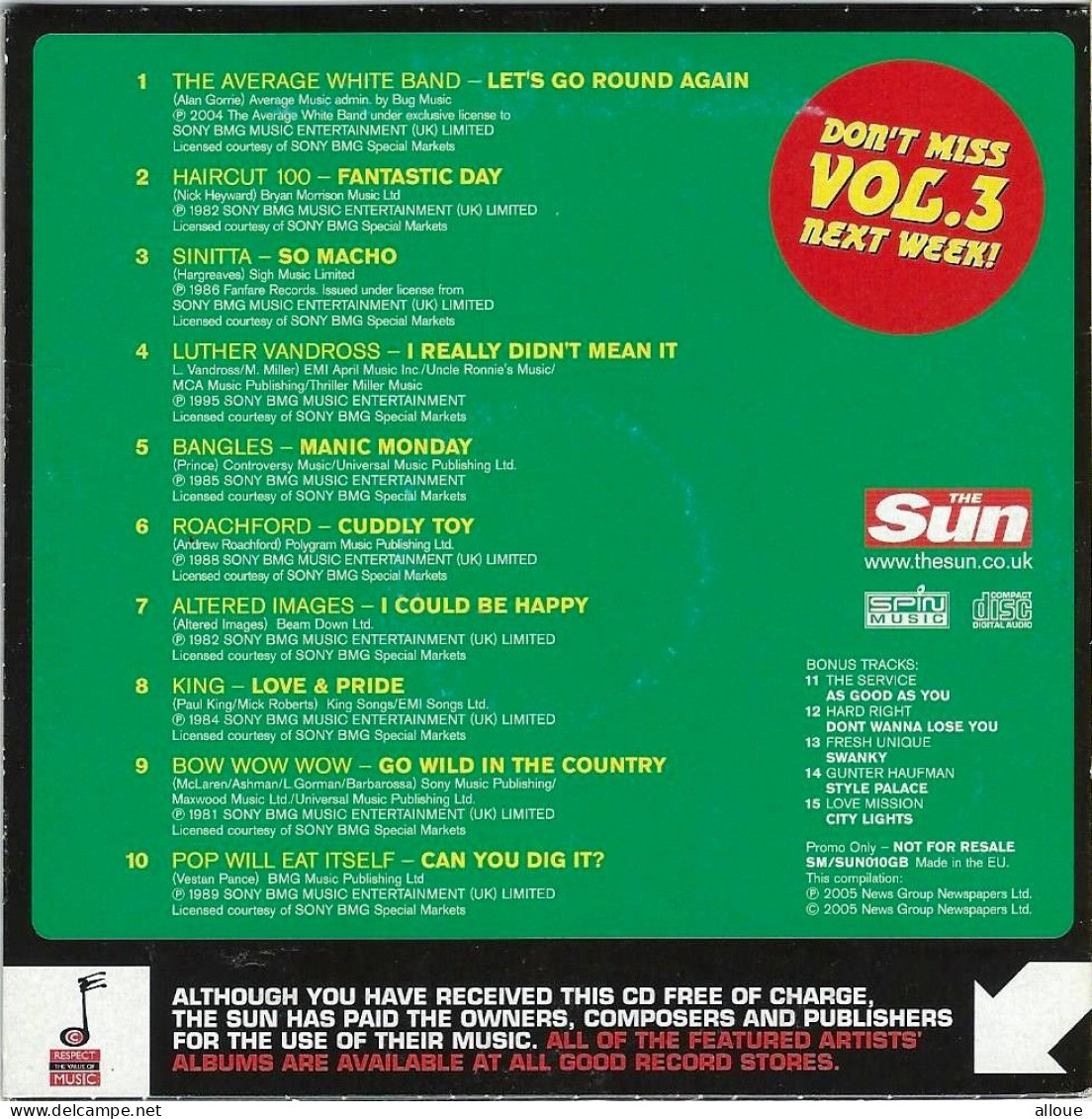 THE BEST OF THE 80 - VOL 1,2 & 3 - 3 CDs THE SUN - POCHETTE CARTON 3 X10 TITRES - Andere - Engelstalig