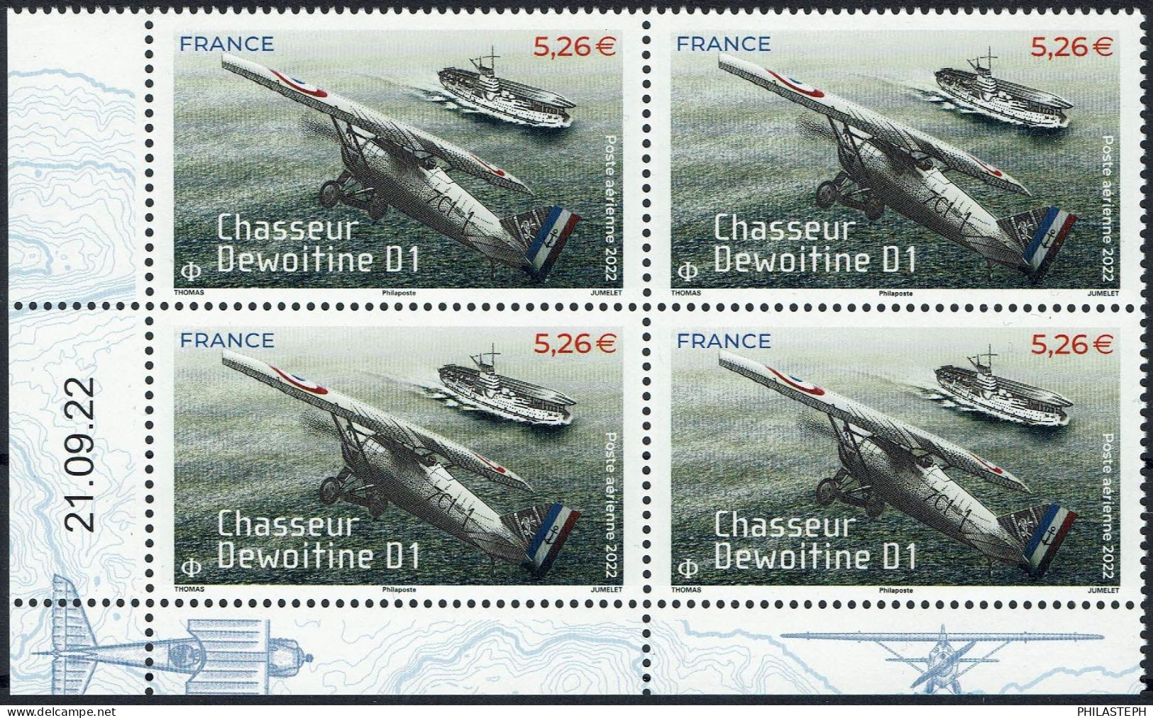 FRANCE  2022 - Bloc De 4 Coin Daté -  Chasseur Dewoitine D1 - Issu De La Feuille De 12 Timbres Neuf ** - Airmail