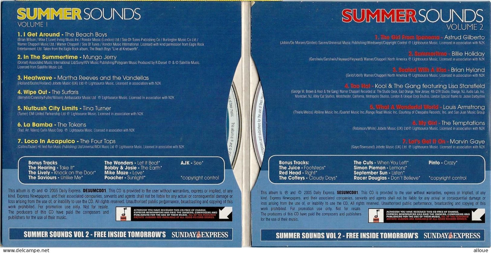 SUMMER SOUNDS - VOL 1& 2 - 2 CDs DAILY EXPRESS - POCHETTE CARTON 2 X 7 TITRES - Other - English Music