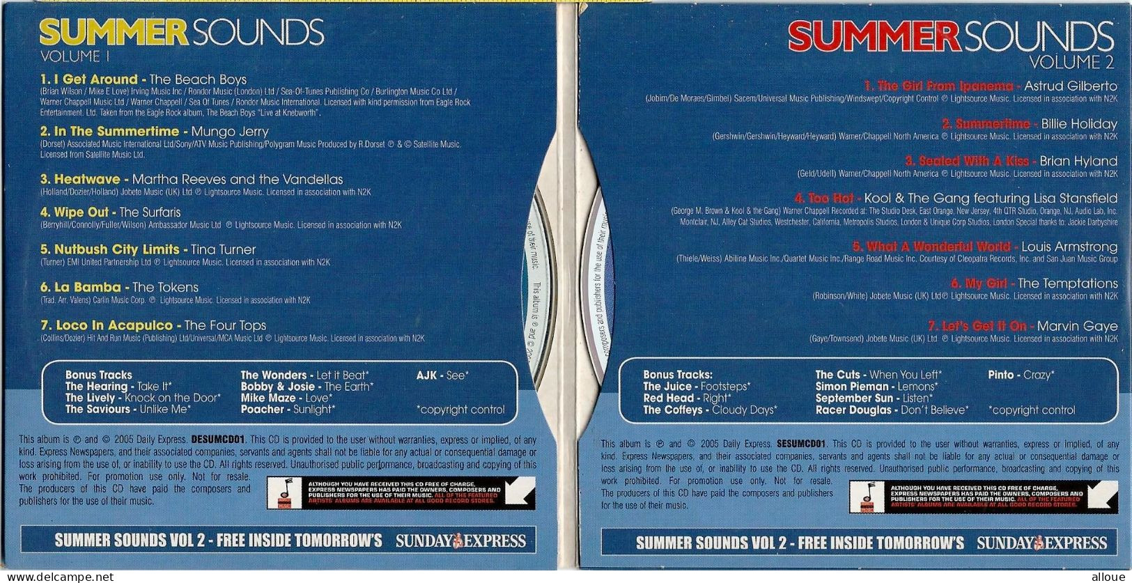 SUMMER SOUNDS - VOL 1& 2 - 2 CDs DAILY EXPRESS - POCHETTE CARTON 2 X 7 TITRES - Andere - Engelstalig