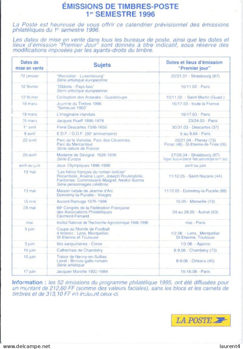 28-3-2024 (4 Y 19) France - Stamp Issue Program (1996) - Poste & Postini