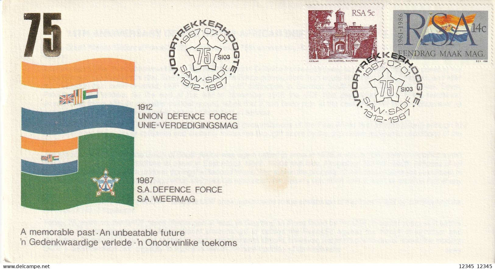 Zuid Afrika 1987, 1912 Union Defence Force 1987 S.A. Defence Force - Storia Postale